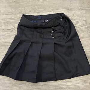 French Toast Girls Sz 10 Navy Uniform Skirt/Shorts Pleated Front Buckles Zip